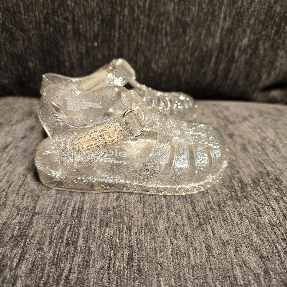Simple Joys‎ by Carters Nora Clear Glitter Jelly Sandals Kids Size 4M WLEDEC22
